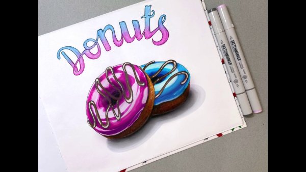 Пончик скетч маркерами