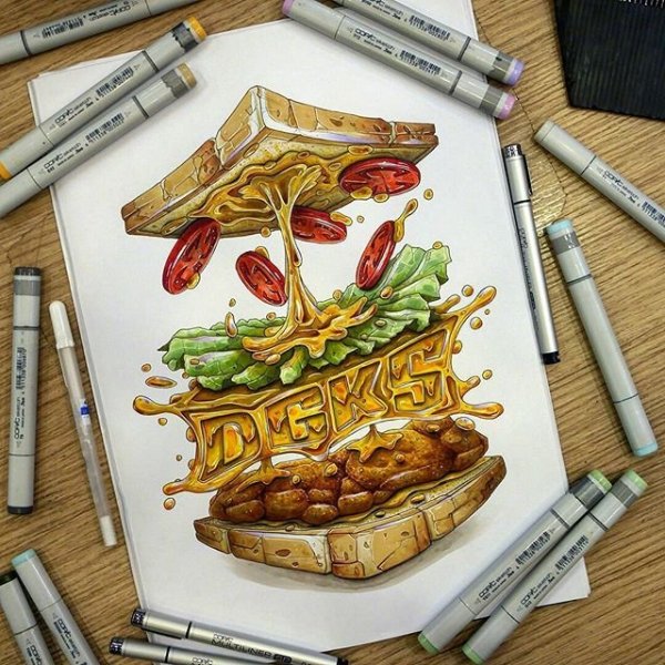 Фрукты маркерами