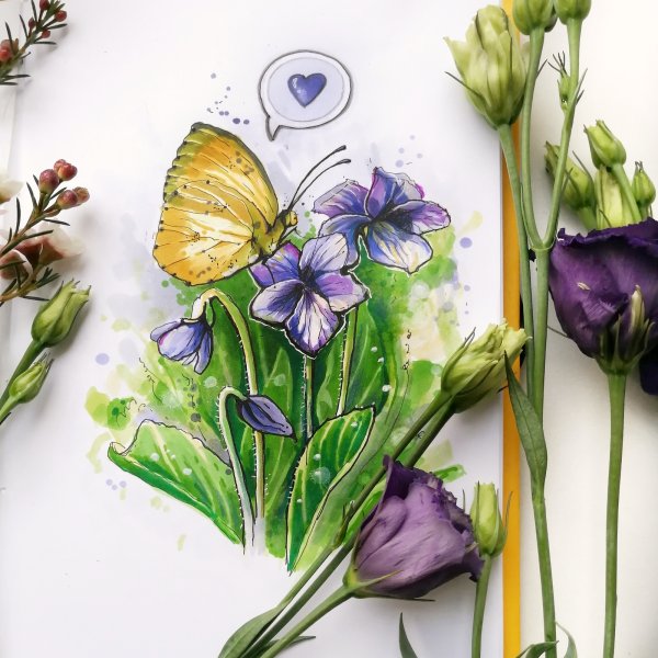 Бабочка маркерами