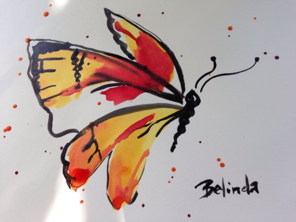 Бабочка фломастерами