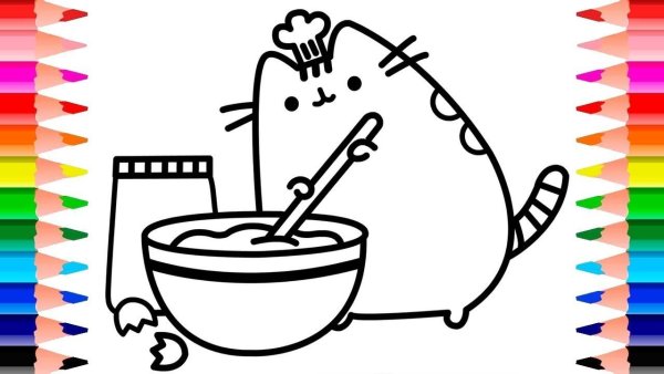 Раскраски котики с едой