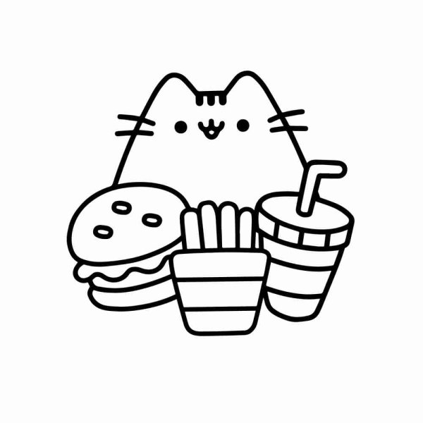 Раскраска котик Единорог