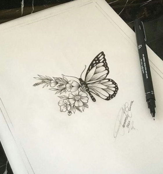 Рисунки бабочек в скетчбуке