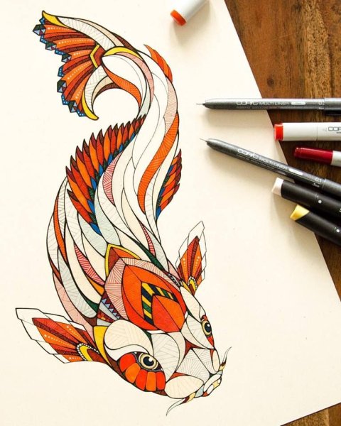 Рисунки линерами цветными