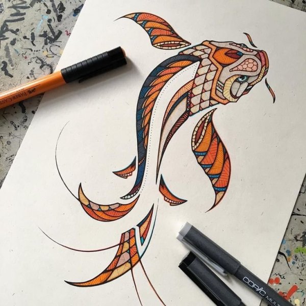 Рыбки маркерами