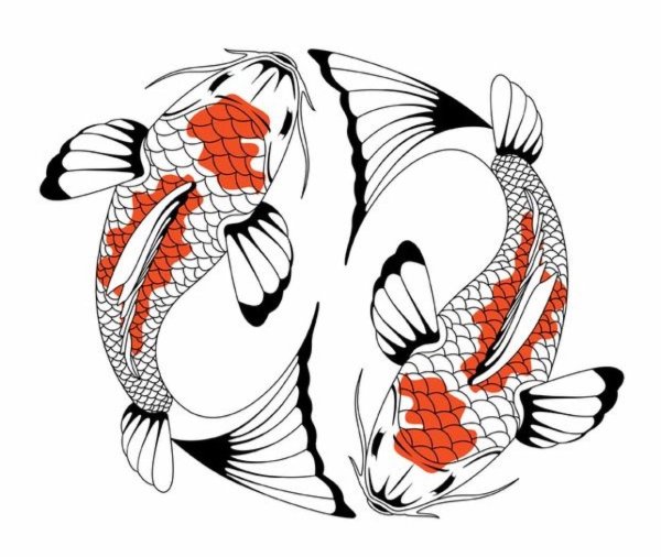 Рыбки кои Инь Янь
