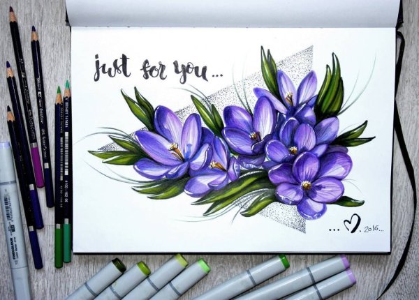 Весенние скетчи маркерами