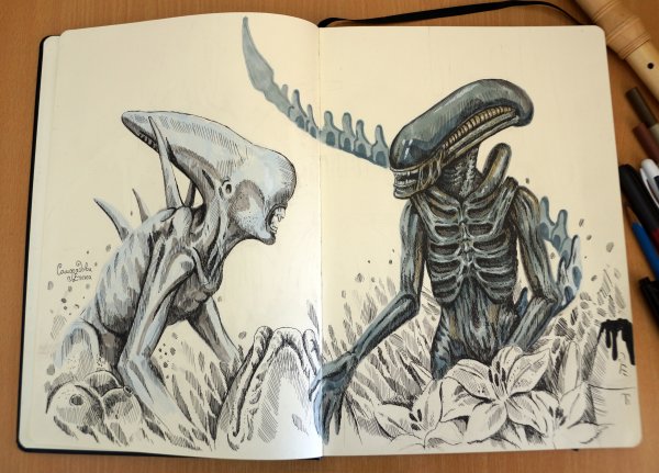 Рисунки монстров легкие в скетчбуке