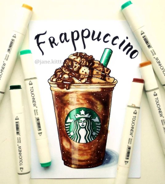 Скетчи маркерами кофе Старбакс