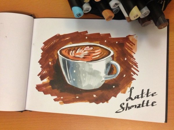 Кофе скетч маркерами