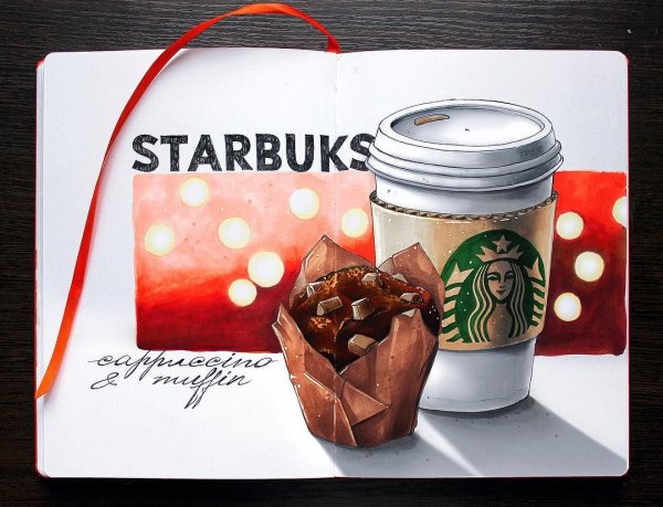 Кофе Старбакс маркерами