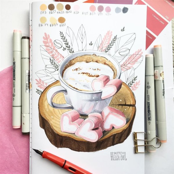 Кофе скетч маркерами