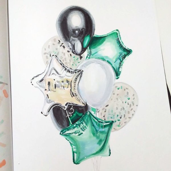 Воздушные шары скетч маркерами