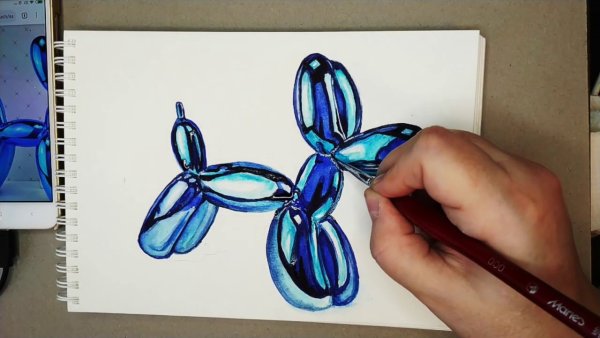 Собачка из шарика Акварельная