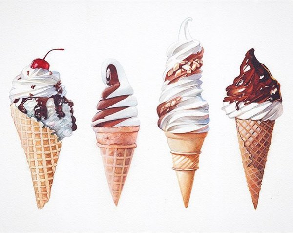 Мороженое акварелью