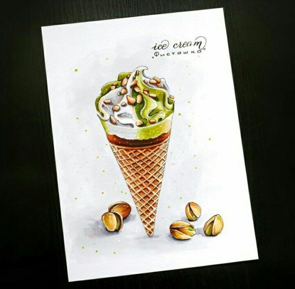 Скетчинг маркерами мороженое