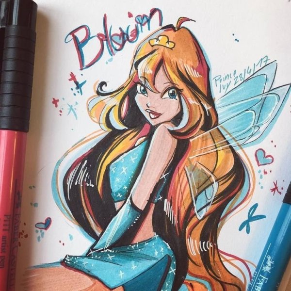 Фея Блум маркерами