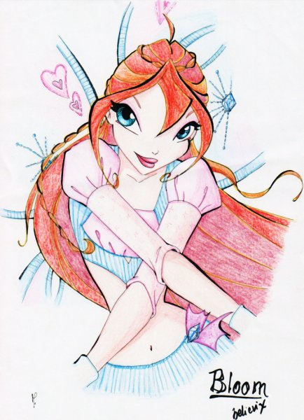 Блум из Винкс срисовать