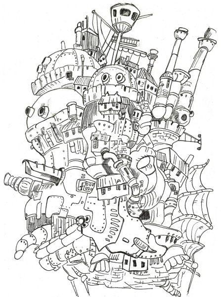 Ходячий замок раскраска