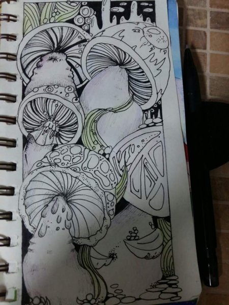 Грибы иллюстрация для скетчбука