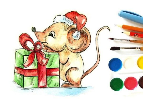 Новогодние скетчи маркерами