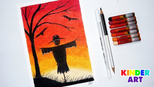 Рисунки на Хэллоуин маркерами легкие