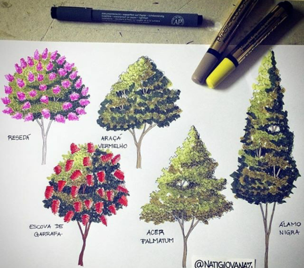 Дерево скетч маркерами