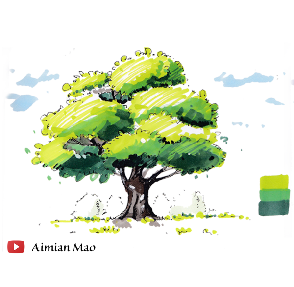 Дерево скетч маркерами