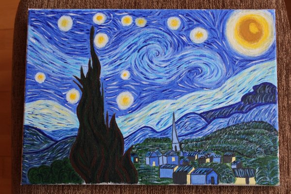 Ван Гог Звездная ночь гуашью