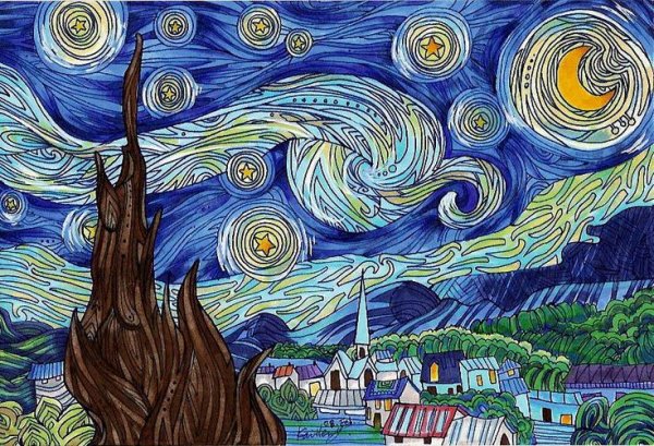 Витраж Ван Гог Звездная ночь