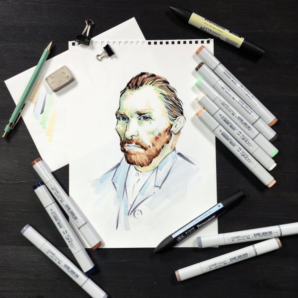 Портрет фломастерами