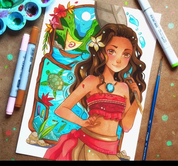 Скетчи маркерами принцессы Дисней