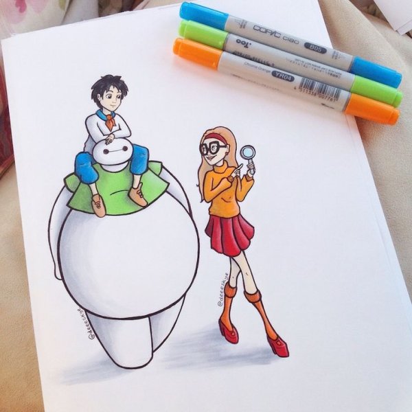 Мультяшные рисунки маркерами