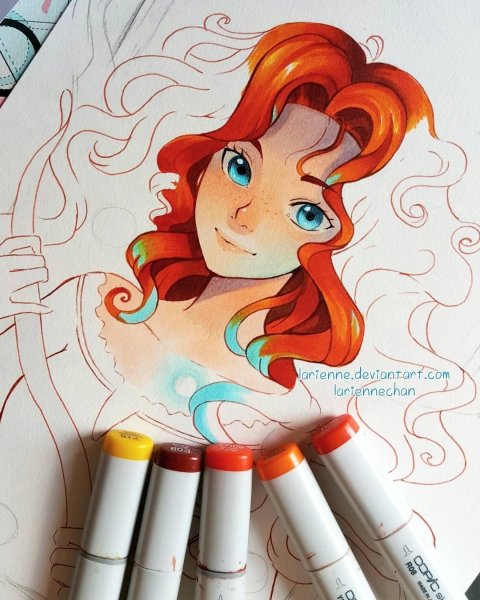 Принцессы скетч маркерами Copic