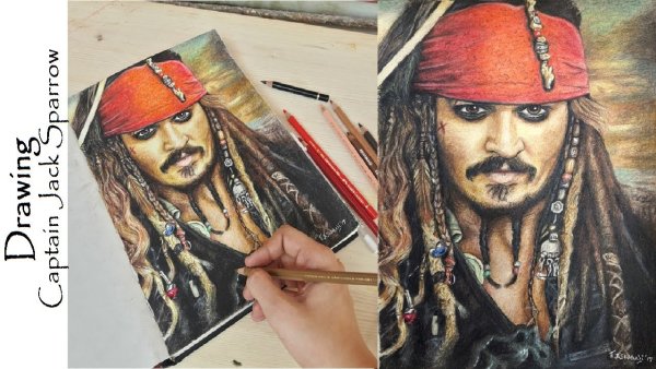 Капитан Джек Воробей вектор чб