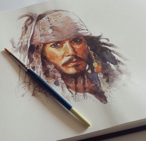 Джек Воробей рисунок карандашом