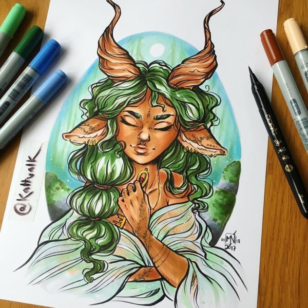 Скетчи девушек маркерами