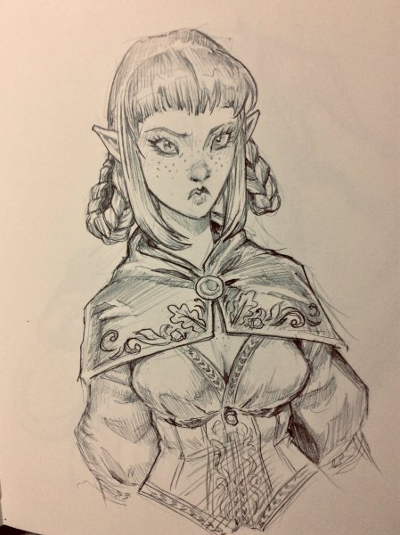 Скетч девушка Эльф