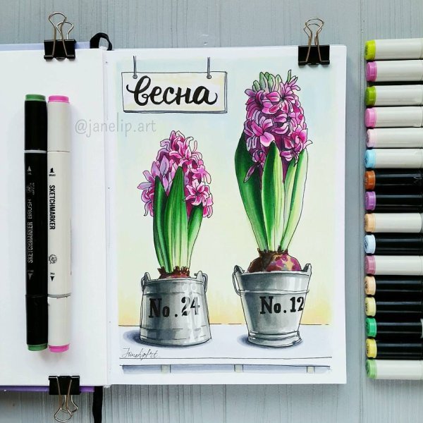 Рисование маркерами растения