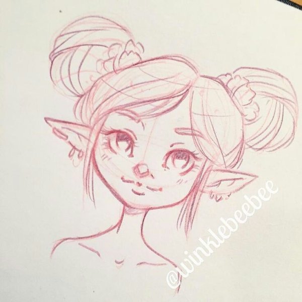 Эльф рисунок легкий для срисовки