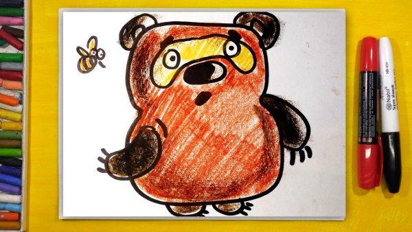 Урок рисования для малышей Винни пух