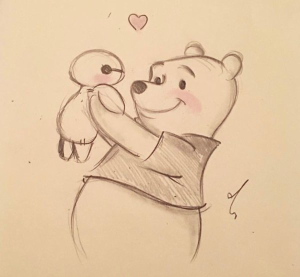 Винни пух рисунок карандашом для срисовки