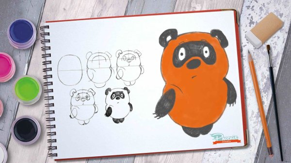 Урок рисования для малышей Винни пух
