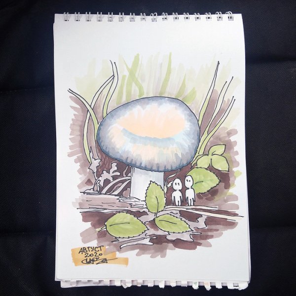 Рисунки маркерами грибы