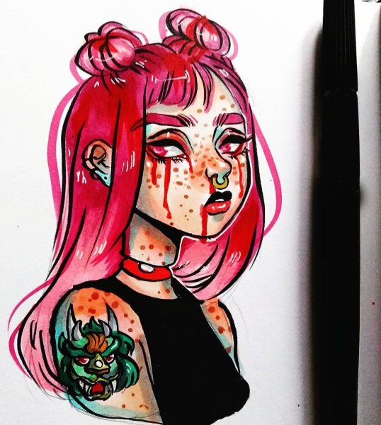 Арты людей маркерами