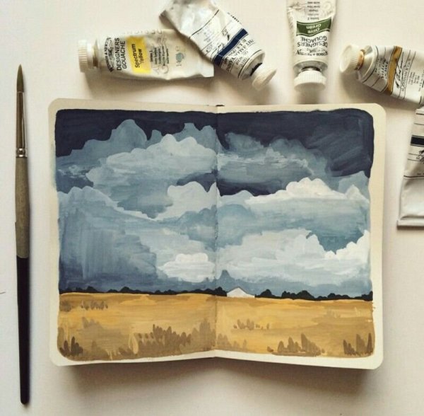 Пейзажи в скетчбуке легкие