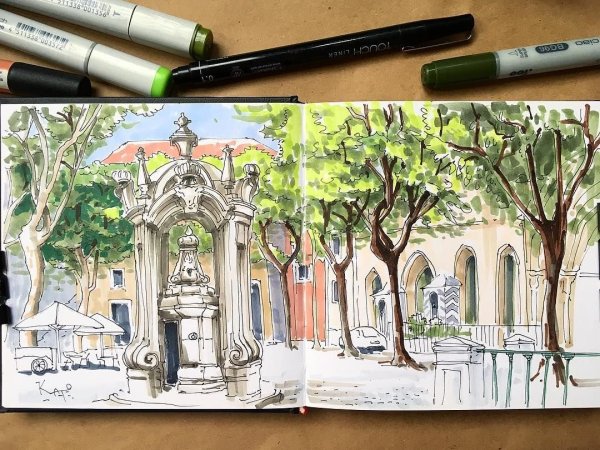 Пейзажи для рисования маркерами