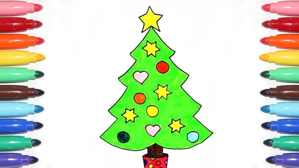 Елка скетч маркерами