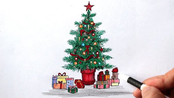 Елка маркерами для скетчинга