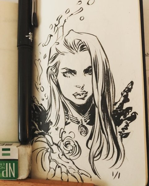 Скетчи черной ручкой